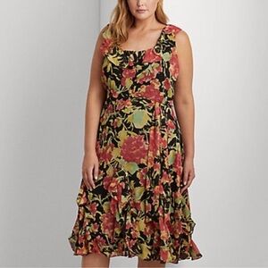 Ralph Lauren Floral Crinkle Georgette Dress - Size 14!  My loss your gain!